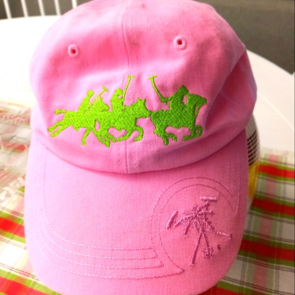 3 woman pink polo club embroidered caps
